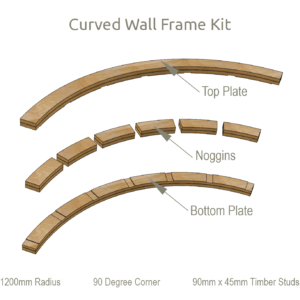 1200mm Radius 90 Degree Curved Wall Frame Kit